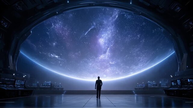 Interstellar Exploration Center Staff Gazing at the Cosmic Starry Sky