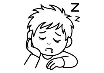 A tired young person sleeping with their eyes closed and mouth open with Z's floating above their head indicating sleep and rest in a peaceful slumber