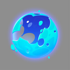 Glowing Blue Orb with Swirling Energy and Liquid Effects, Mystical and Magical Orb Design