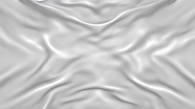 Luxurious white crumpled fabric with symmetrical wrinkles and soft shadows, creating a delicate material texture background for elegant design