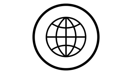Globe Earth Grid Icon Circle Outline World Network Vector