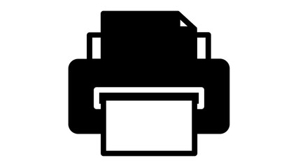 Office Printer Icon Black Silhouette Document Print Vector