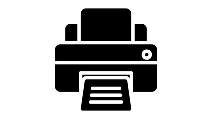 Printer Icon Black Silhouette Document Print Vector