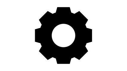 Single Cogwheel Gear Icon Black Silhouette Vector