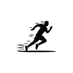Obraz premium Dynamic runner silhouette isolated on white background