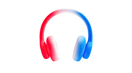 Glowing red and blue gradient headphones on black background