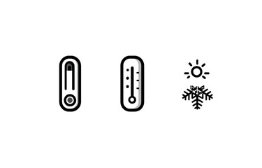 Two simplistic thermometer icons depicted on a black background
