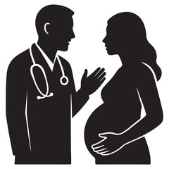 Pregnant Woman Consulting Doctor for Prenatal Care Checkup