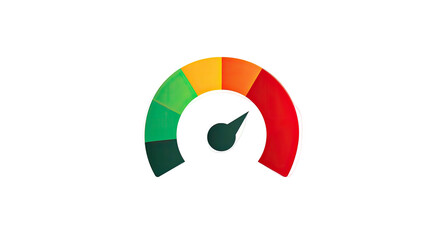 A semi-circular gauge displays a spectrum from green to red