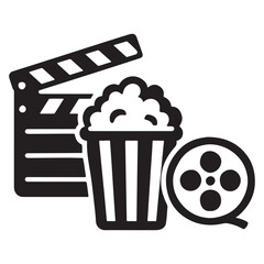 Popcorn clapperboard film reel vector illustration