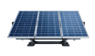 Array of three photovoltaic panels on a dark background