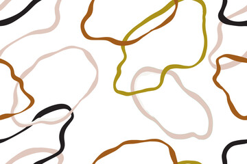 Neutral circles Boho Abstract Squiggle Lines Pattern with Earth Tones and Black. Minimalist home decor. Abstract bohemian vibrant, contemporary abstract design