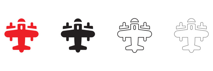 airplane with two wings icon vector, airplane vector icon silhouette line art vector illustration