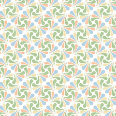 Seamless retro swirl pattern in pastel colors. Abstract geometric Illustration for vintage background, print, textile, fabric, surface design, wallpaper, packaging, decor, fashion, branding, wrapping.