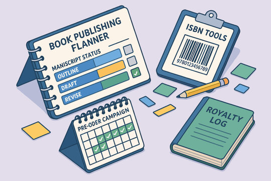 Book publishing essentials: planner, isbn tools, royalty log, and pre-order campaign
