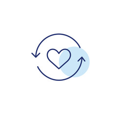Obraz premium Heart in renew arrows. Eco commitment, green values. Pixel perfect, editable stroke vector icon