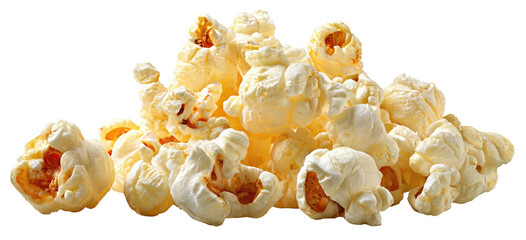 A pile of fluffy, golden popped corn kernels
