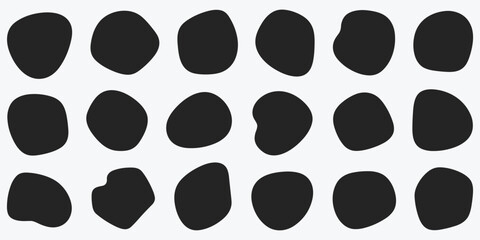 Collection of Irregular Black Organic Shapes on a White Background Keywords: organic shapes, blobs, irregular shapes, abstract, design elements