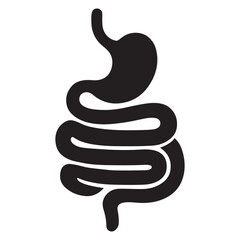 Human Stomach and Small Intestine Black Silhouette Vector Design