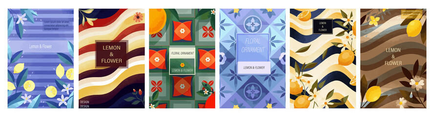 Creative Lemon Wreath and Foliage Pattern Template Collection