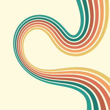 Colorful composition of parallel colored lines in the style of the 70s-80s. Abstract background for creative design