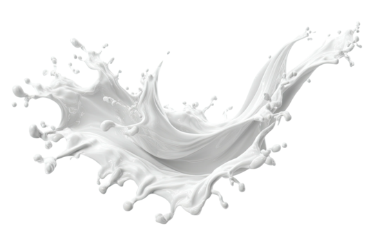 Dynamic white liquid splash, frozen mid-air motion