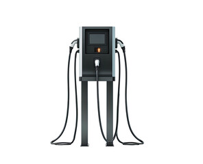 Modern electric vehicle charging station with multiple cables