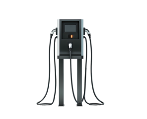 Modern electric vehicle charging station with multiple cables