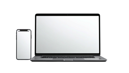 A modern laptop and smartphone displayed together on a dark background