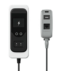 Two electric vehicle charging devices for home or portable use