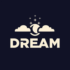 Dream Logo, Moon Dream Inspiration Design, Fun Learning Star Reaching Vector