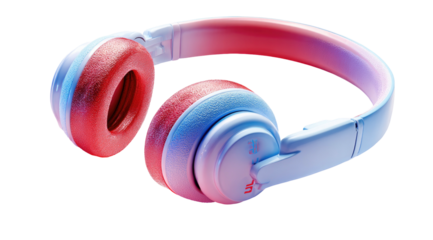 Vibrant, over-ear headphones with a gradient of pink and blue hues