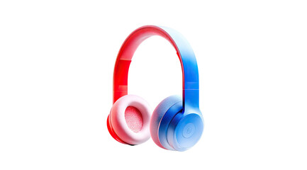 Vibrant, modern headphones with a red-to-blue gradient, isolated on black