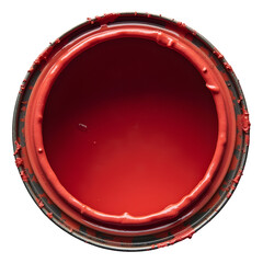 Vibrant red paint in can, fresh color liquid container for art, sparking creative joy