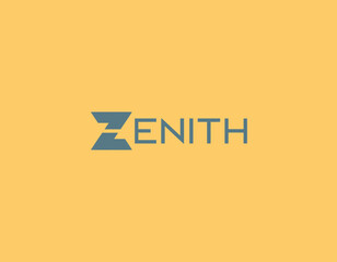 An eye-catching logo design featuring the word 'ZENITH' in aqua and yellow, symbolizing peak performance, innovation, and a fresh approach to branding.