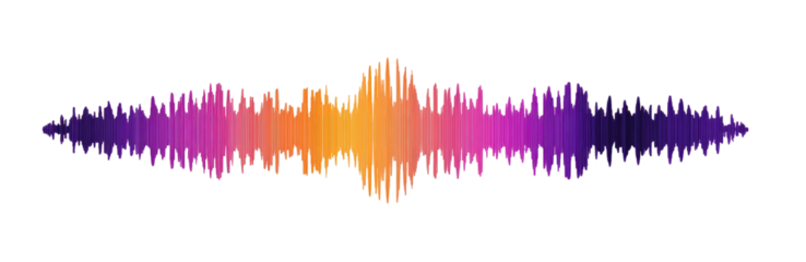 Vibrant, pixelated sound wave in gradient colors on black
