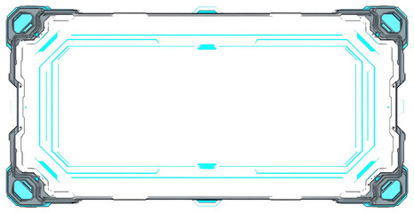 Futuristic, glowing digital display frame with geometric patterns