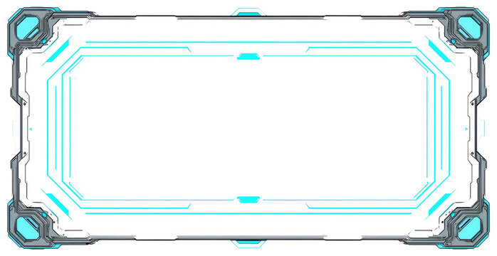 Futuristic, glowing digital display frame with geometric patterns - Powered by Adobe