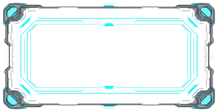 Futuristic, glowing digital display frame with geometric patterns - Powered by Adobe