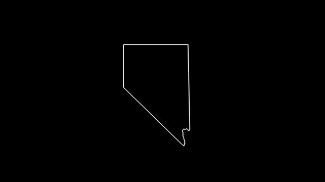 Neon map of nevada outline loop animation transparent Background. digital neon Nevada map icon isolated on motion background.
