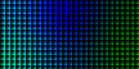 Abstract grid pattern with vibrant blue and green gradient light effects