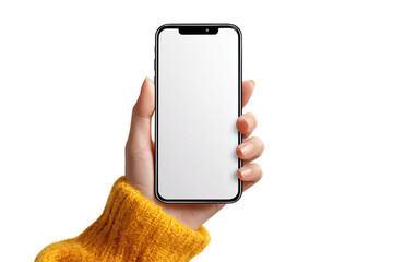 Hand holding a modern smartphone with a blank screen (1)