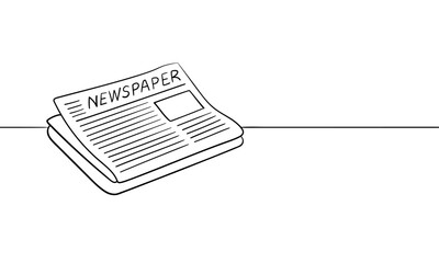 Stack of news newspapers, continuous line drawing. News, magazine outline. Vector illustration