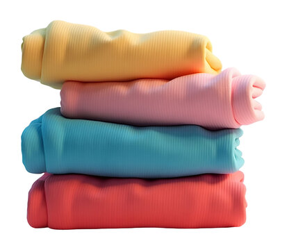 Vibrant stack of clean, folded garments offers sense of fresh and simple order