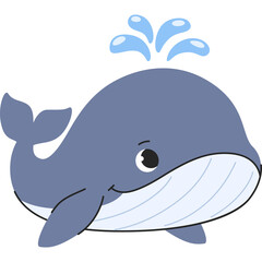 Cute Cartoon Whale Spouting Water In The Ocean A Whimsical Aquatic Creature Illustration
