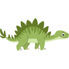 Cute Green Stegosaurus Dinosaur Cartoon Character Illustration Transparent Background