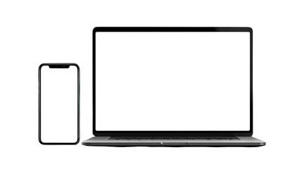 Modern digital devices, smartphone and laptop, on black background