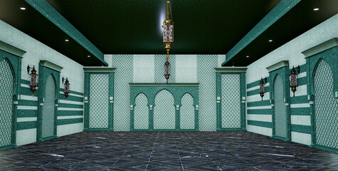 arabic green reception hall with arcdoor