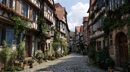 Obraz premium Charming Half-Timbered Houes: Architectural Heritageand Timeless Appeal