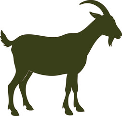 Flat goat silhouette illustration for agriculture, ranch, or mountain-themed graphics.